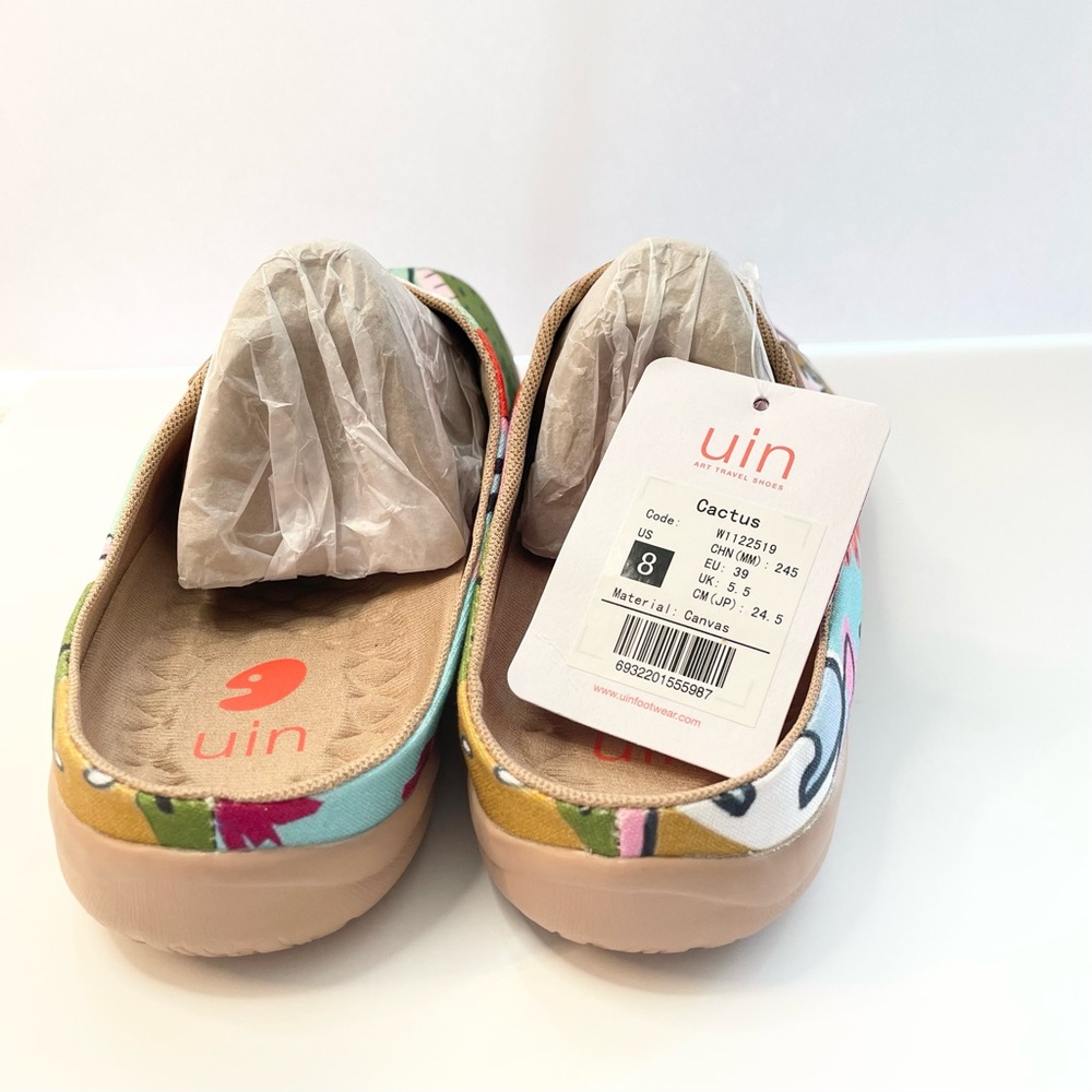 Size 8 NWT UIN Slipper Shoes Mule Canvas Cactus - Picture 7 of 8
